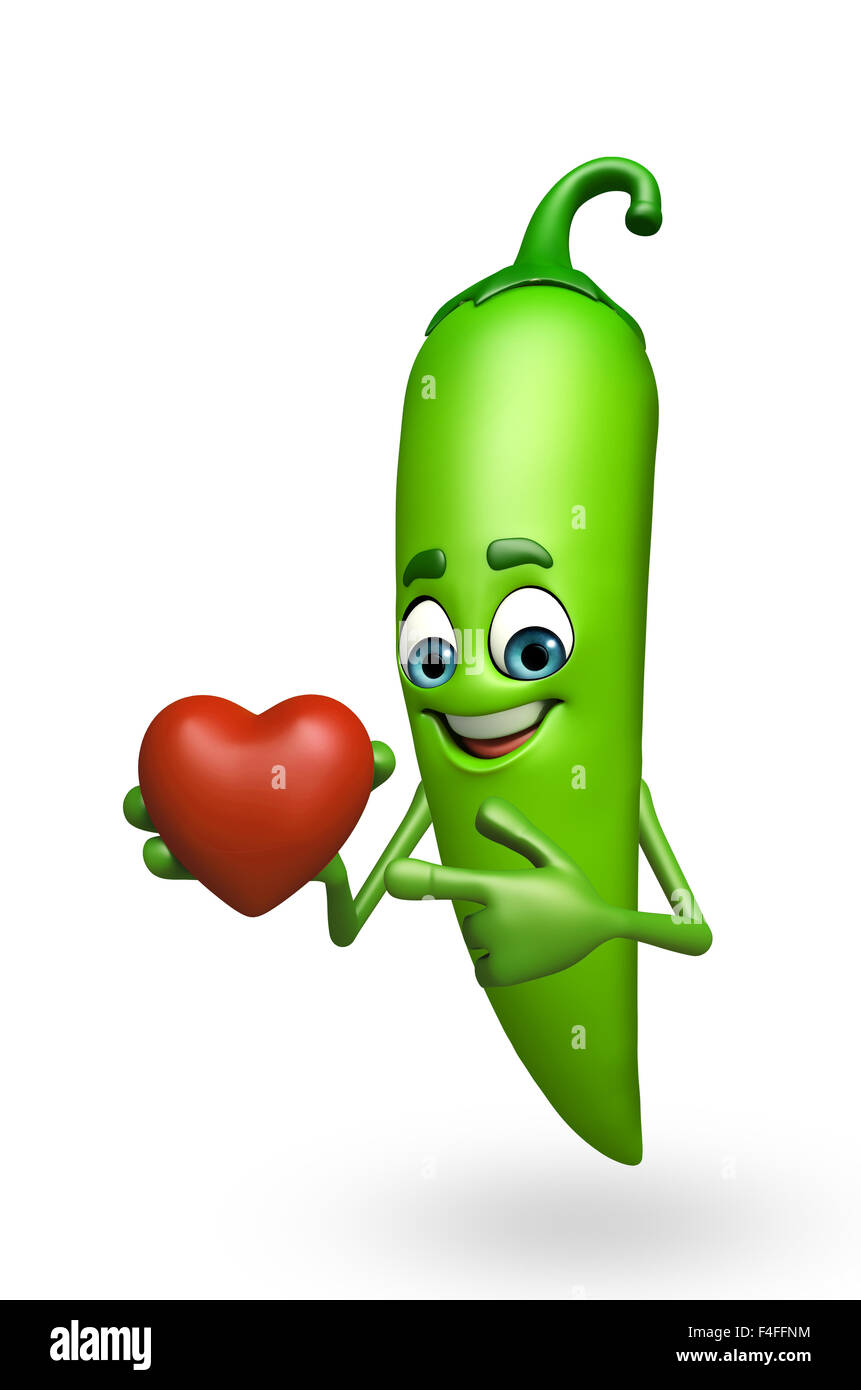 3d rendered illustration of green chili cartoon character Stock Photo -  Alamy