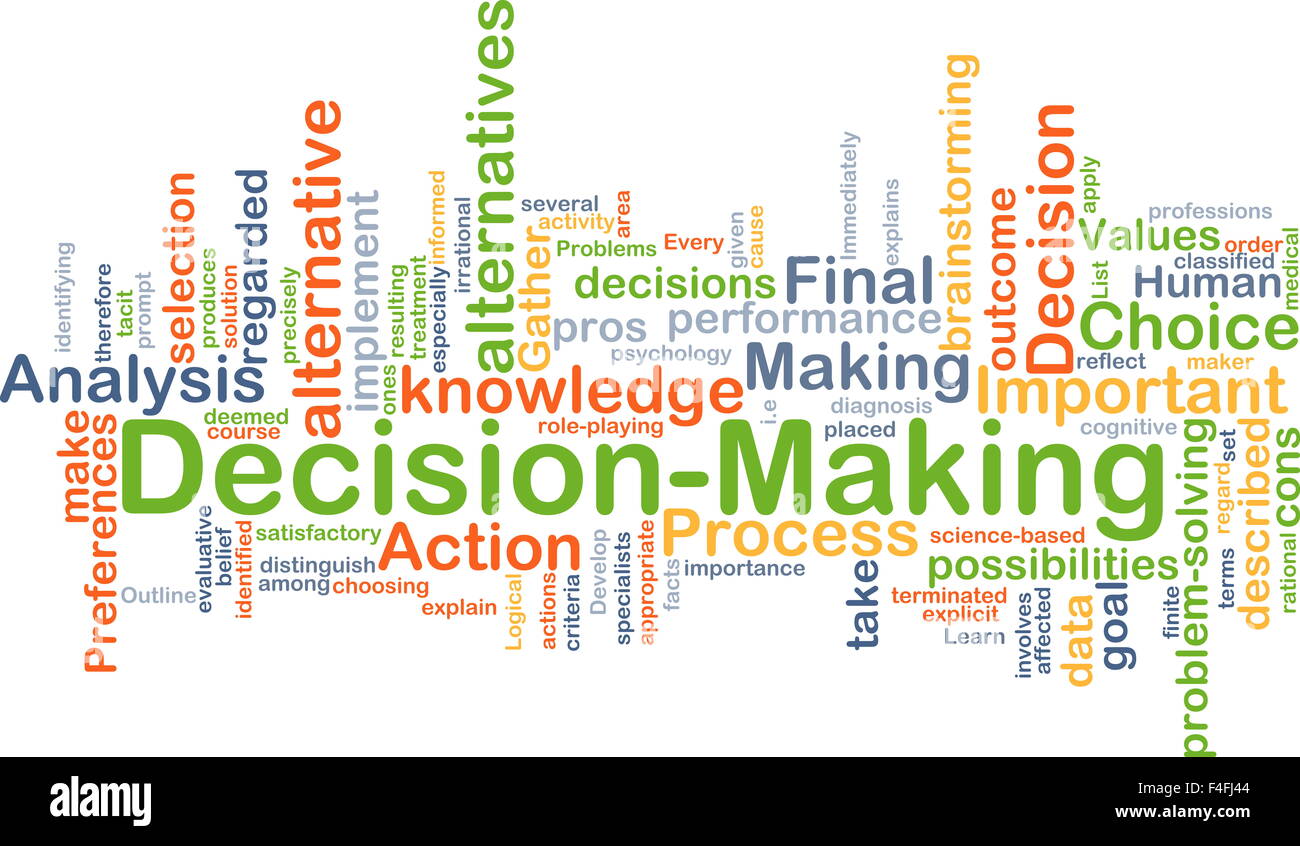 Background concept wordcloud illustration of decision making Stock ...