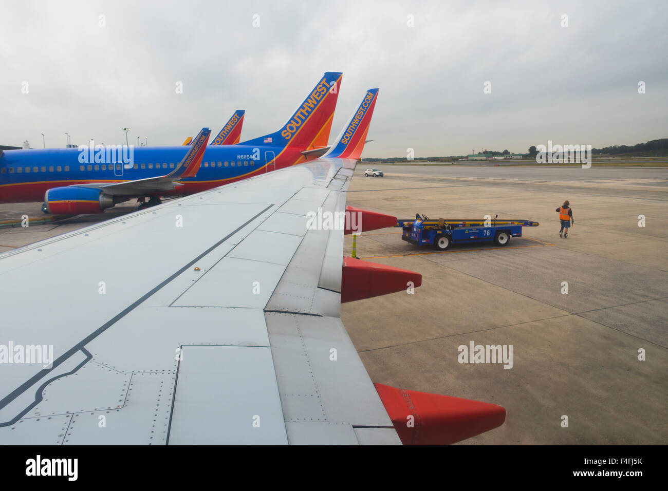 Southwest airlines plane leaving Baltimore airport Stock Photo