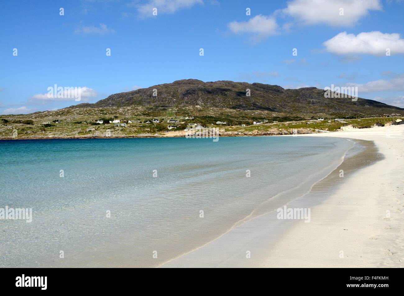 White sandy beach and sea Dogs Bay near Roundstone Connemara County