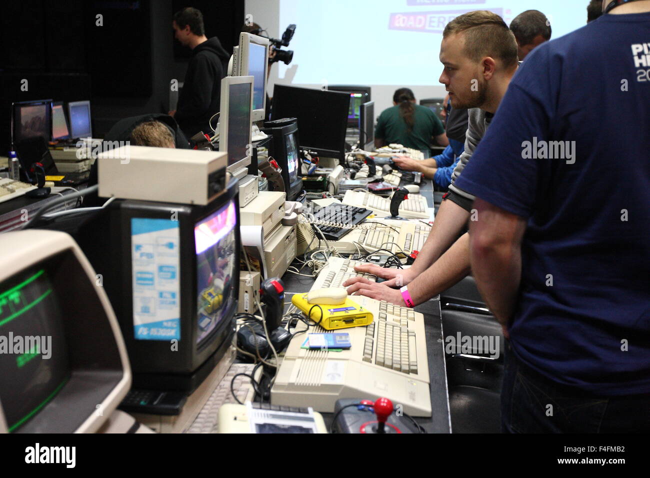Gdansk, Poland 17th, Oct. 2015 Retro computers show in Gdansk named RETROKOMP/LOAD ERROR 2015. Tens of exhibitors show their Atari, ZX Spectrum, Amiga Schneider, SEGA and Polish ELWRO on one of he largest old 8th and 16th bit computers show in Poland Credit:  Michal Fludra/Alamy Live News Stock Photo