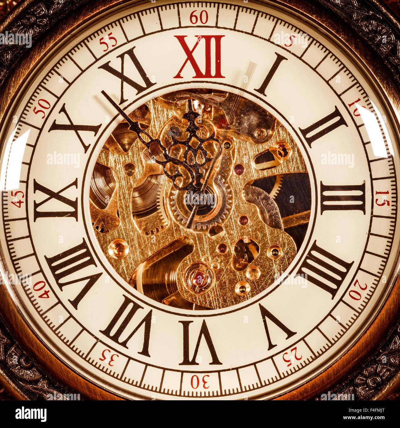 Antique clock dial closeup. Vintage pocket watch Stock Photo Alamy