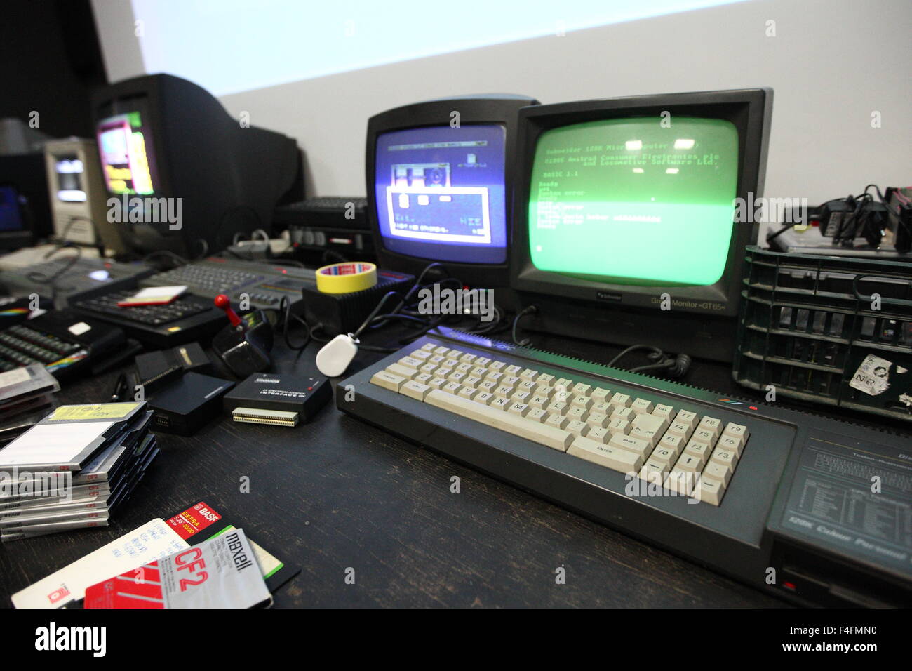 Gdansk, Poland 17th, Oct. 2015 Retro computers show in Gdansk named RETROKOMP/LOAD ERROR 2015. Tens of exhibitors show their Atari, ZX Spectrum, Amiga Schneider, SEGA and Polish ELWRO on one of he largest old 8th and 16th bit computers show in Poland. Pictured: ZX Spectrum computer Credit:  Michal Fludra/Alamy Live News Stock Photo