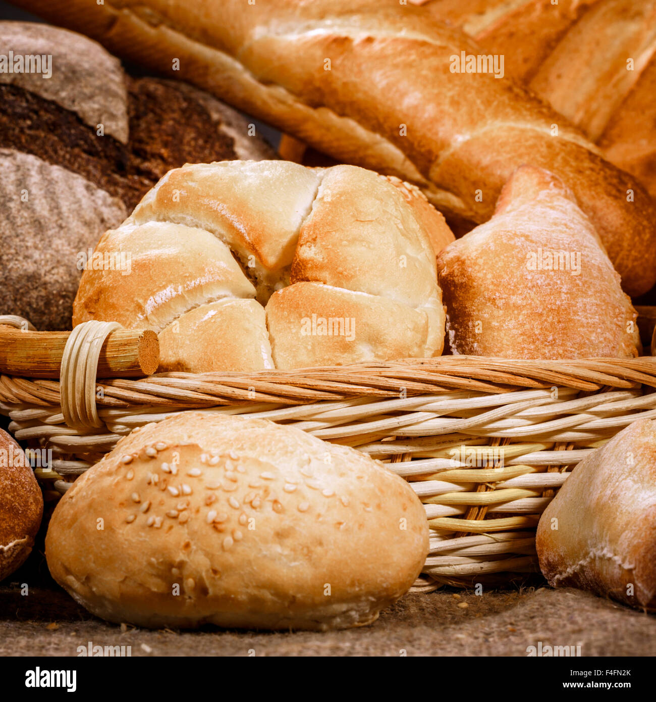 Breads and baked goods close-up Stock Photo