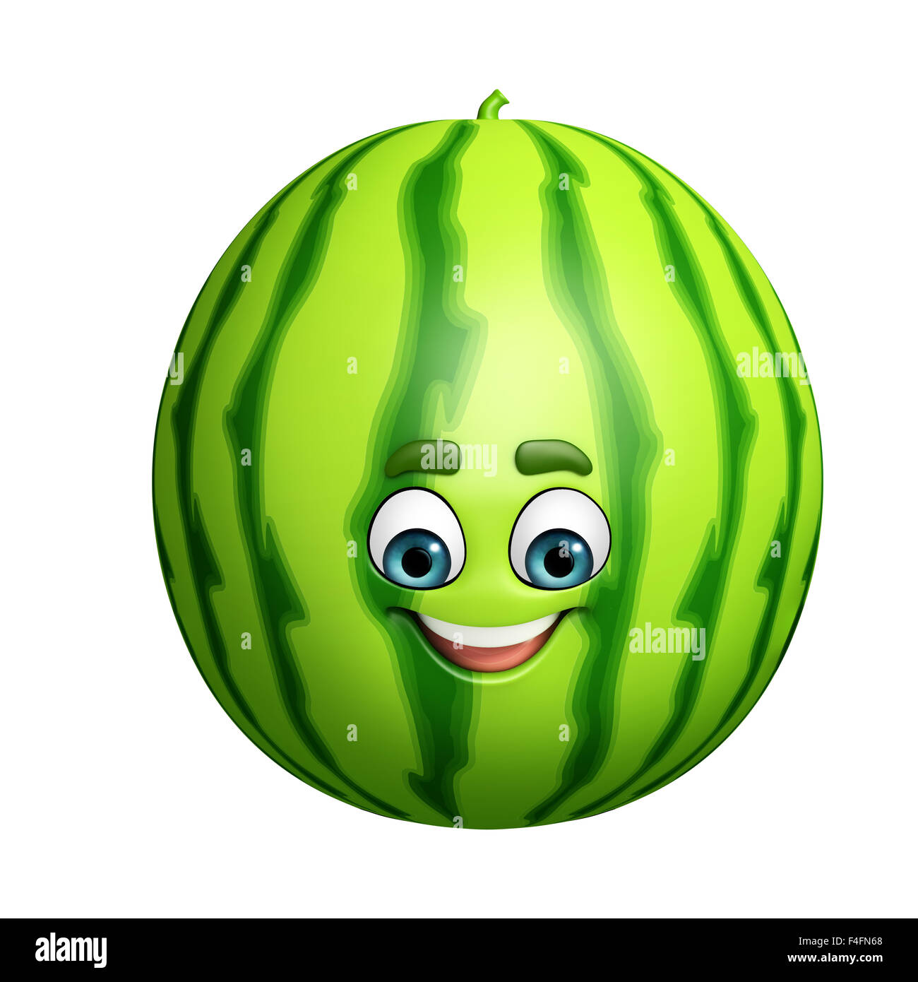 3d rendered illustration of watermelon cartoon character Stock Photo
