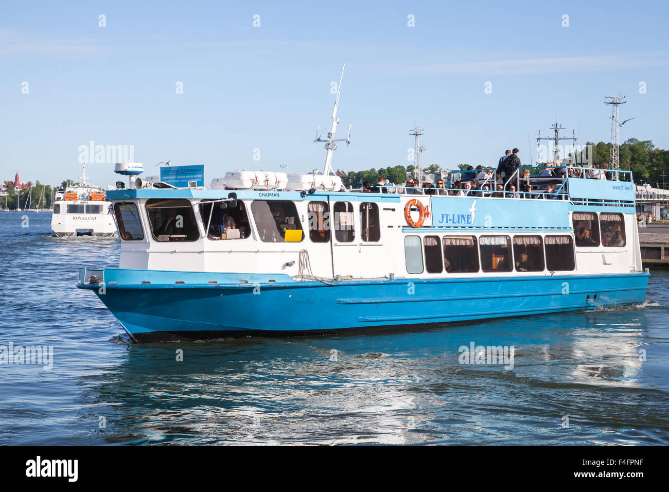 Helsinki, Finland - June 12, 2015: Small passenger ferry Chapman operated by JT-Line in port of Helsinki Stock Photo