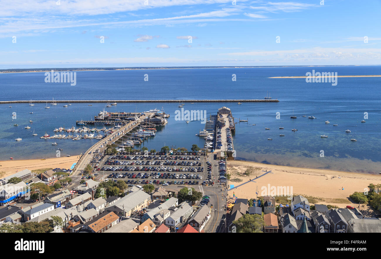 Provincetown, Massachusetts, Cape Cod city view and beach and ocean view from above. Stock Photo
