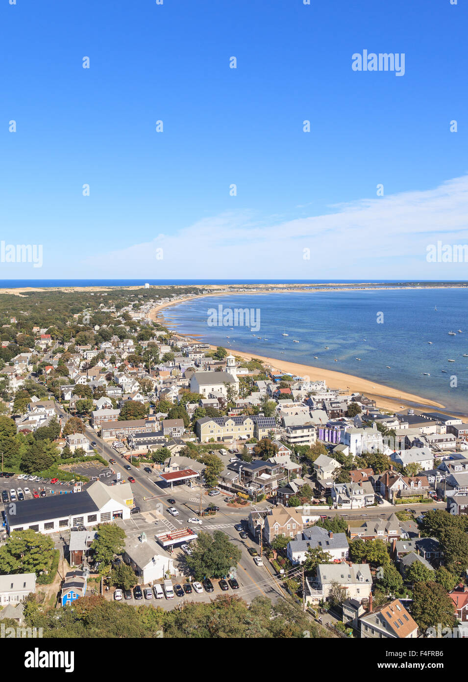 Provincetown, Massachusetts, Cape Cod city view and beach and ocean