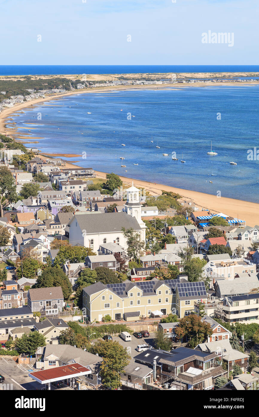 Provincetown, Massachusetts, Cape Cod city view and beach and ocean