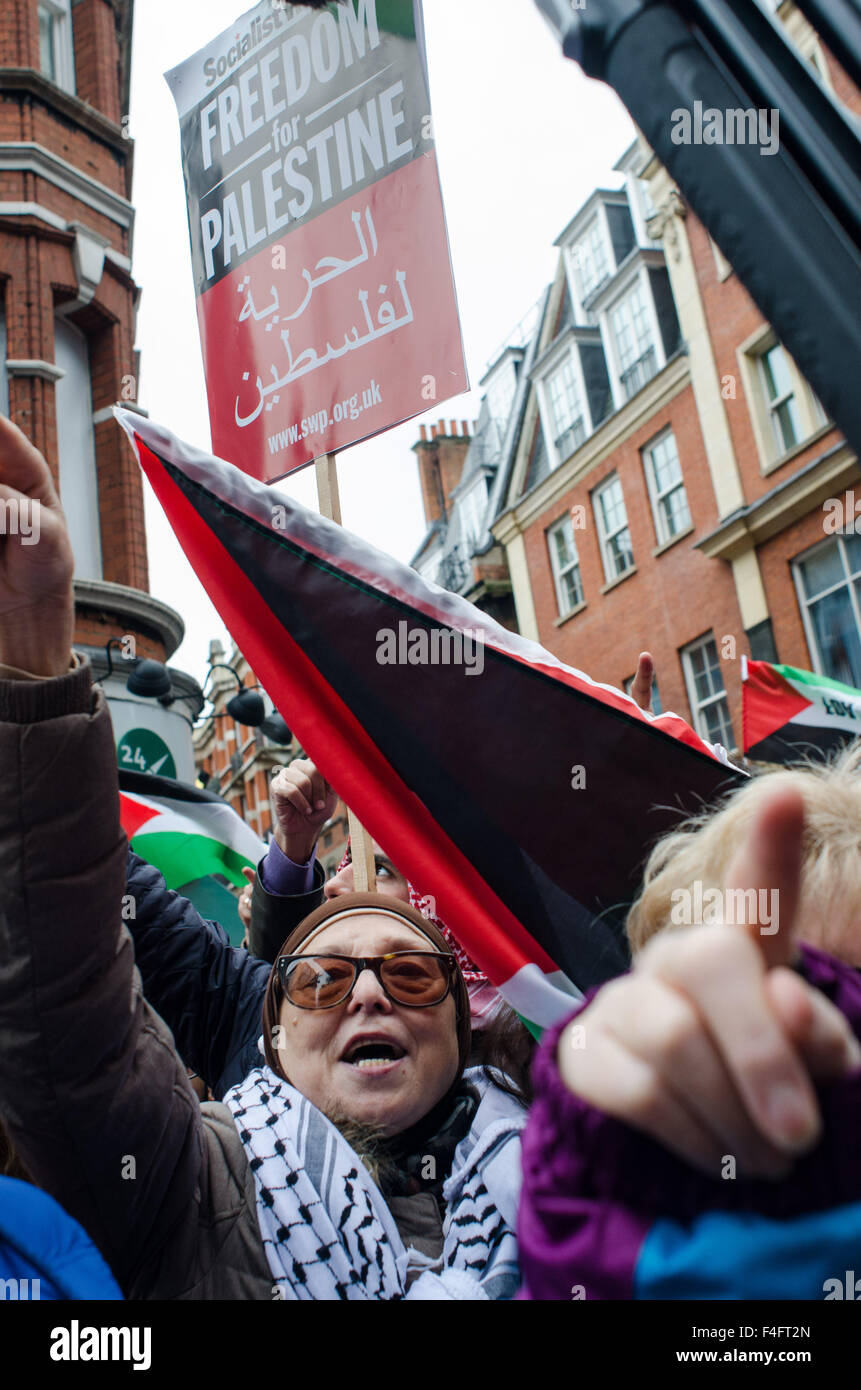 London, UK. 17th October, 2015. Around 2,500 people gather outside the London Israeli embassy, in protest against the treatment of Palestinians by the Israeli government. Credit:  Bertie Oakes/Alamy Live News Stock Photo