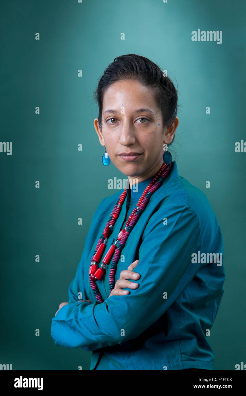 Bidisha, the British Indian broadcaster and journalist, at the Edinburgh International Book Festival 2015. Stock Photo