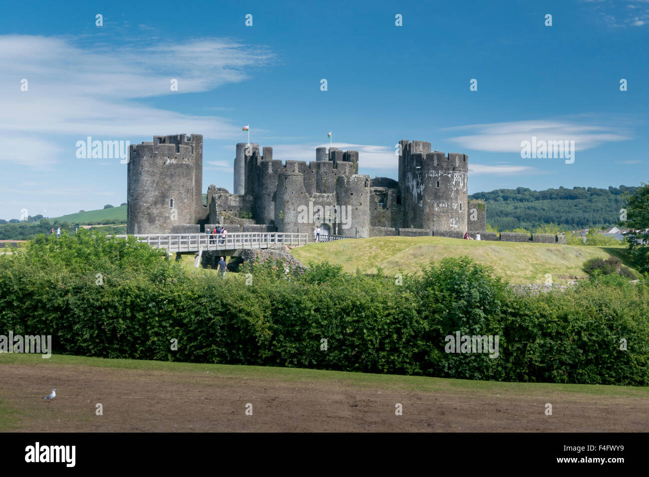 View of Caerphilly Castle in Wales, UK Stock Photo Alamy