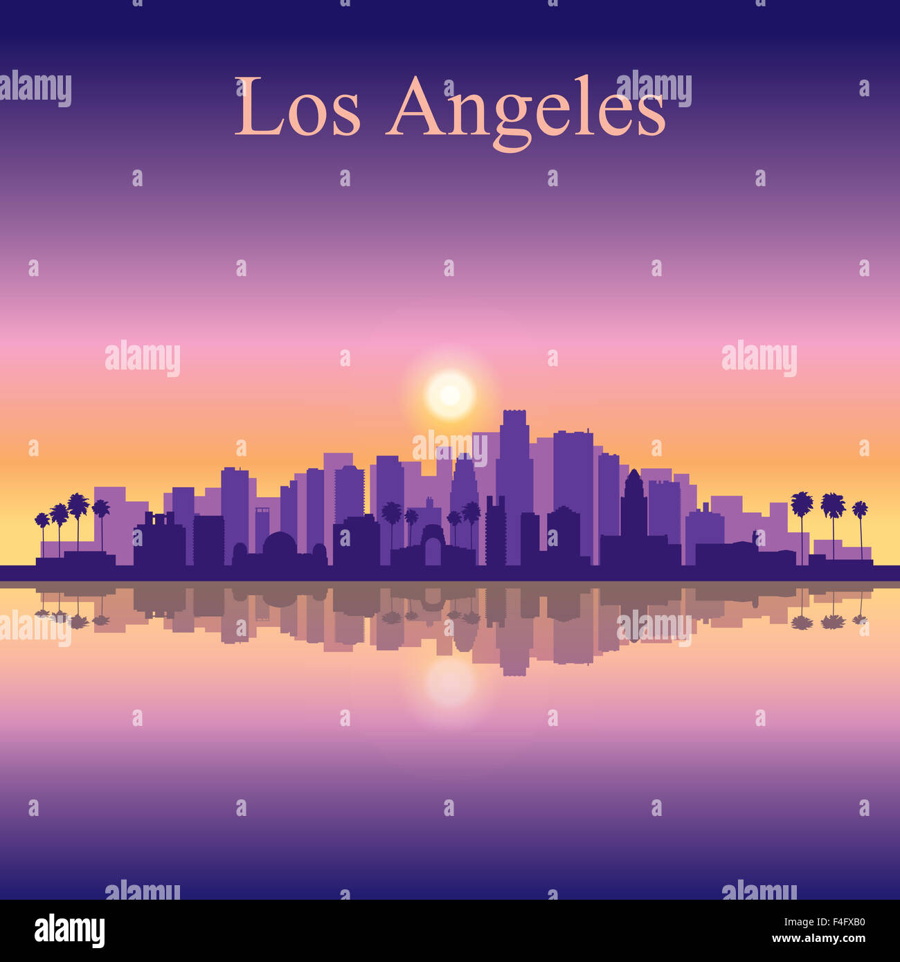 Los Angeles city skyline silhouette background Stock Photo - Alamy