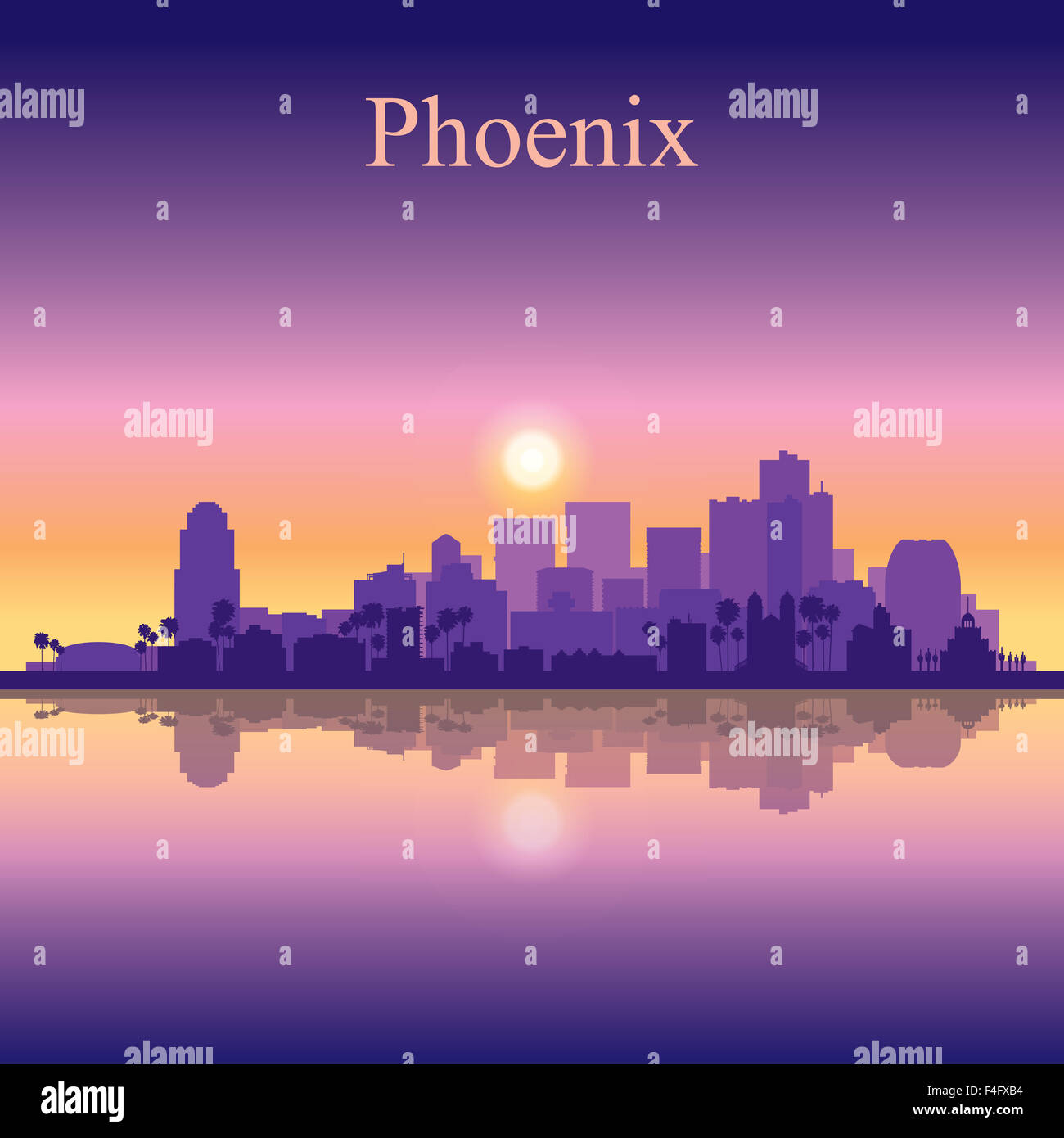 Phoenix city skyline silhouette background Stock Photo - Alamy