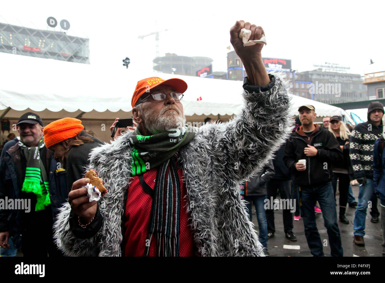 Copenhagen, Denmark, October 17th, 2015. Homeless man attending UN’s