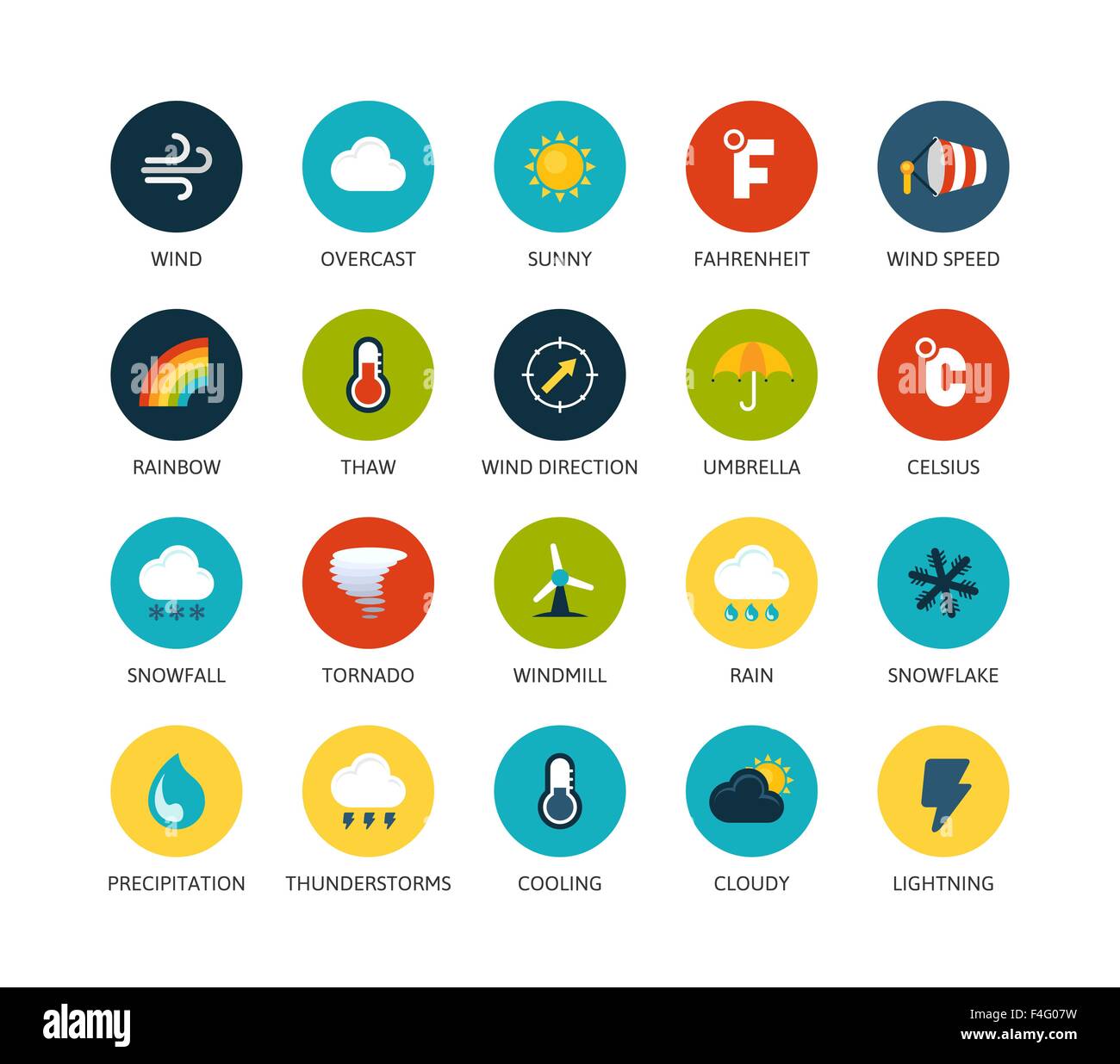Round icons thin flat design, modern line stroke style Stock Vector ...