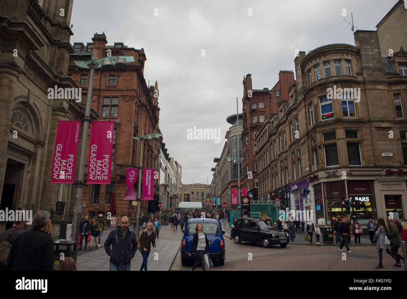 Street view of Buchanan Street, Glasgow. Stock Photo