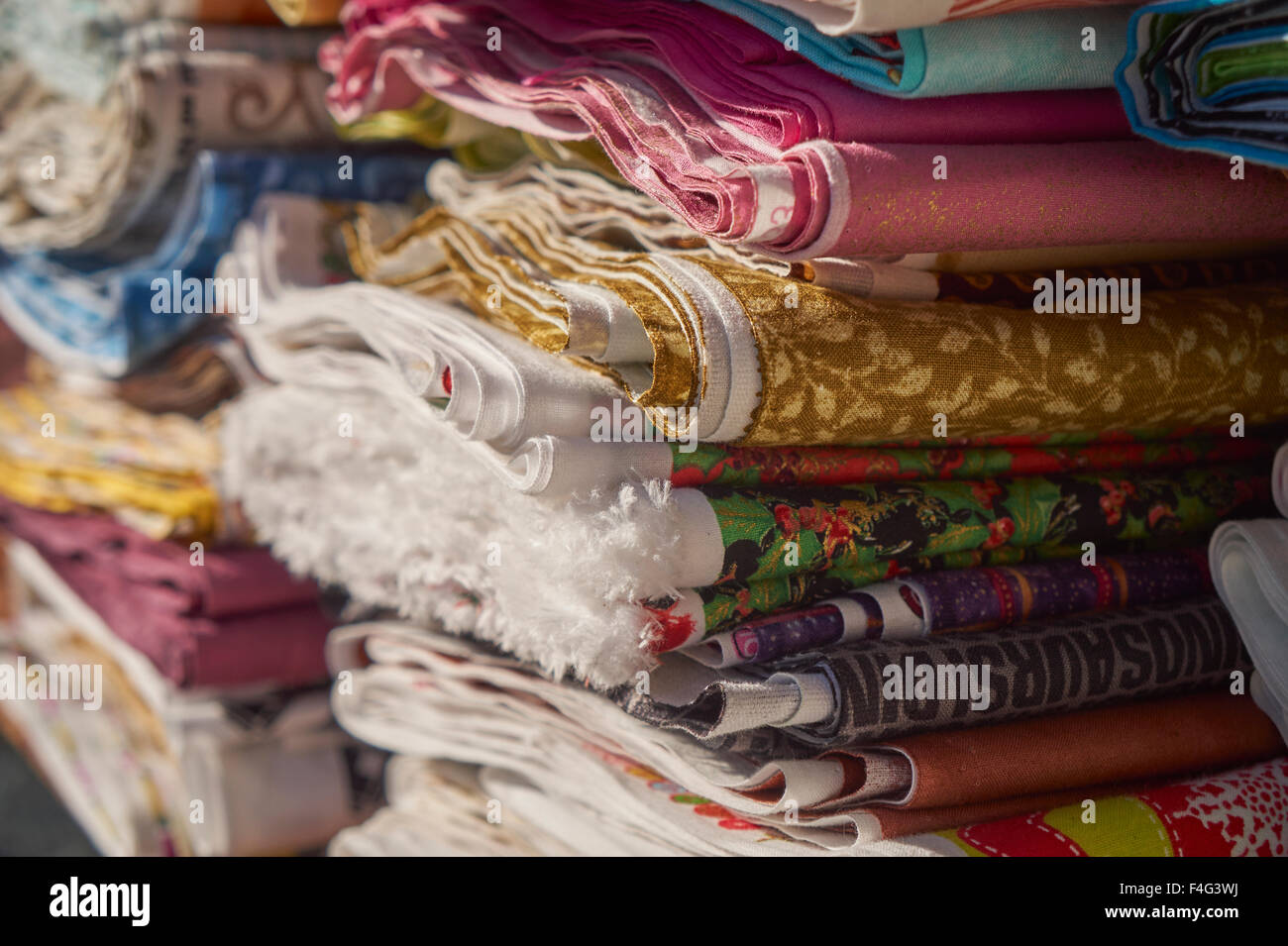 Fabric on display at a country store, BirdInHand, Pennsylvania, USA