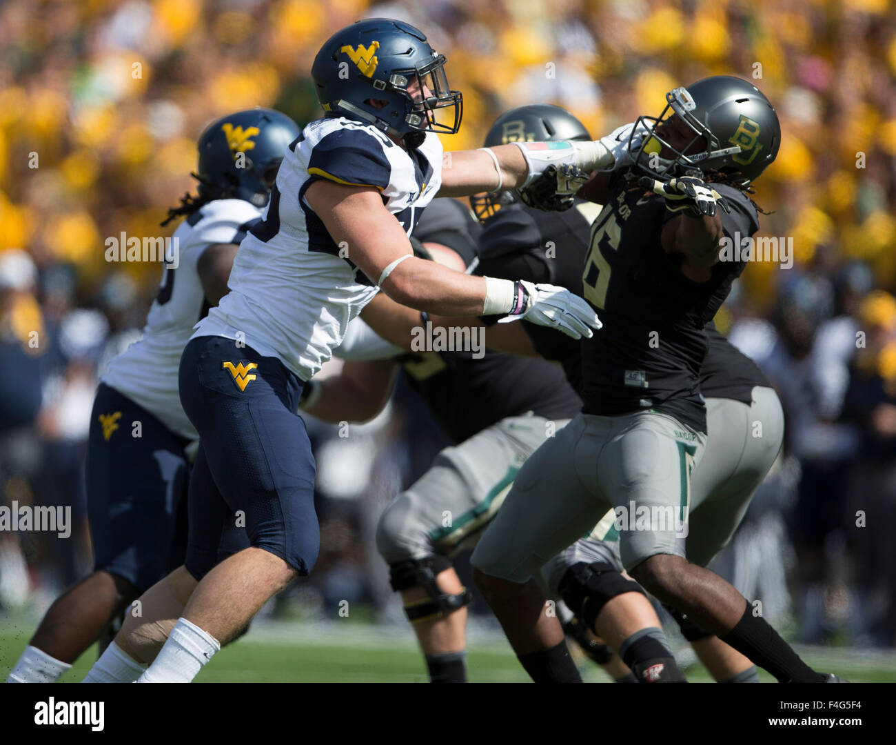 Waco, Texas, USA. 17th Oct, 2015. during the NCAA football game between the West Virginia Mountaineers and Baylor Bears at McLane Stadium in Waco, Texas. JP Waldron/Cal Sport Media/Alamy Live News Stock Photo