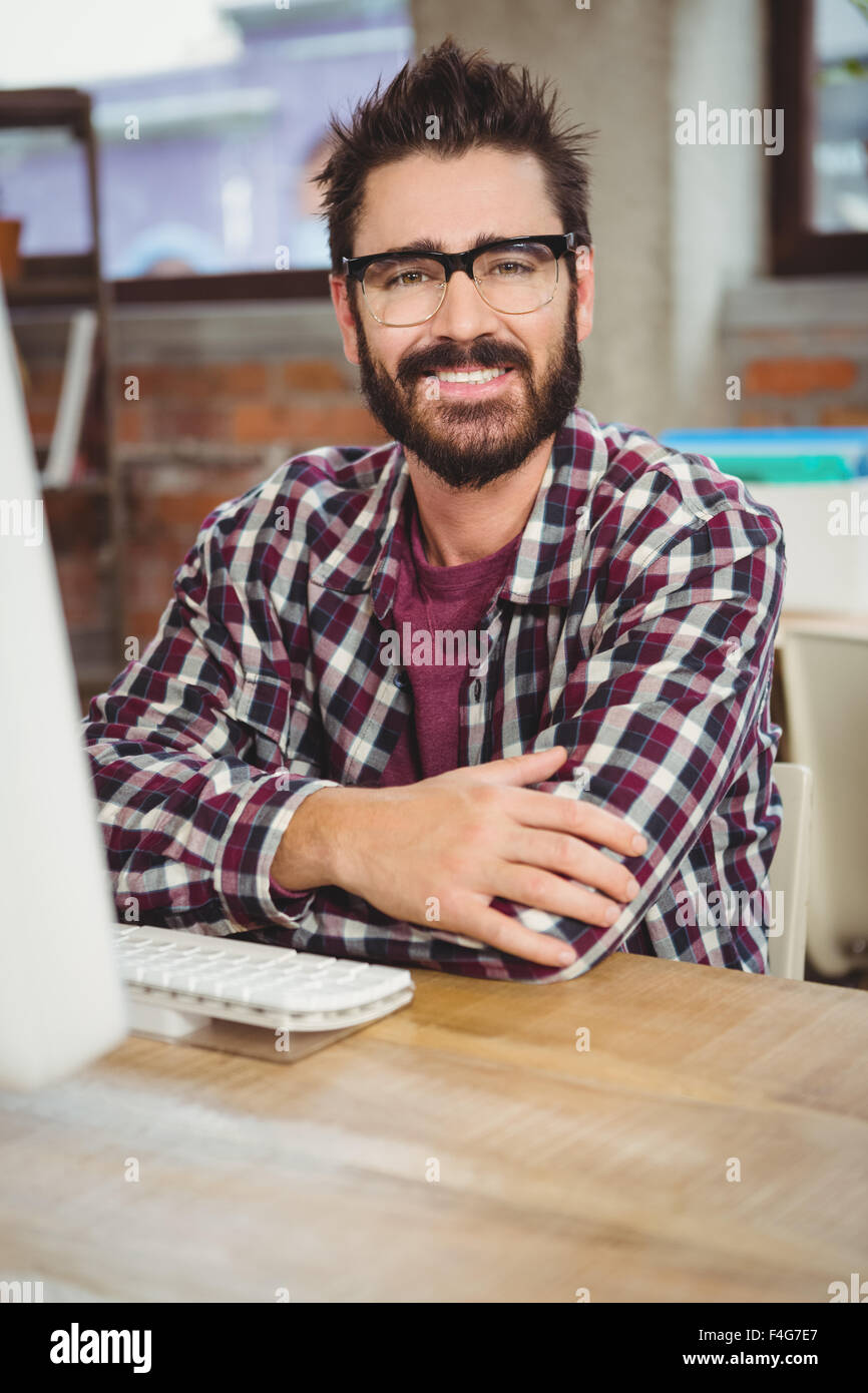 Portrait of happy businessman with arms crossed Stock Photo - Alamy