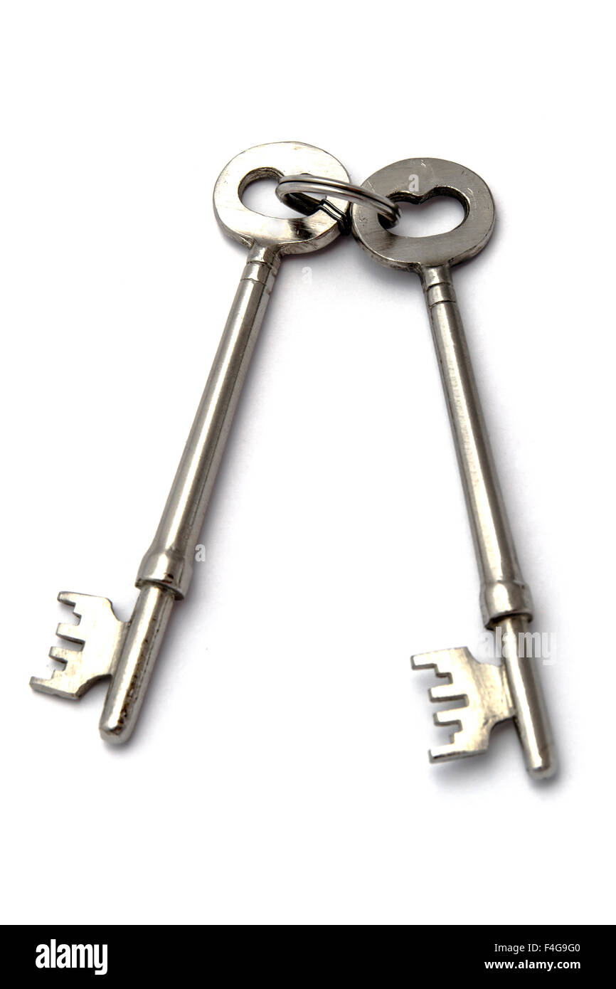Old key isolated on white background Stock Photo Alamy