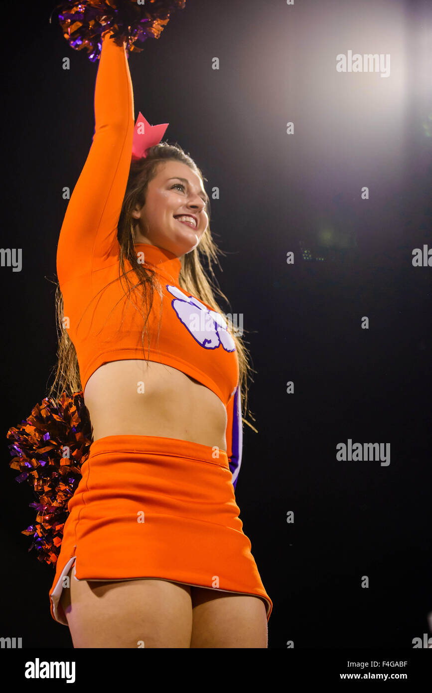 Clemson Tigers cheerleader during the NCAA Football game between Boston College and Clemson at Death Valley in Clemson, SC. David Grooms/CSM Stock Photo