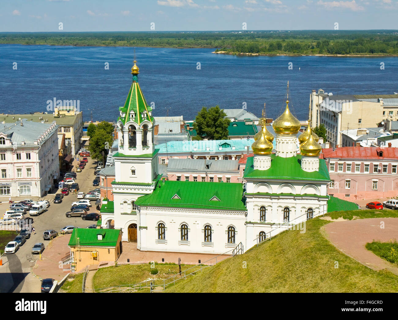 Orthodox church of Nativity of John the Baptist on bank of Volga river ...