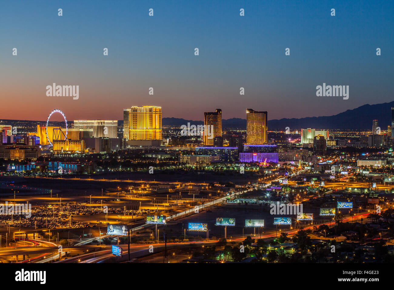 Sunset view of the Las Vegas skyline Stock Photo