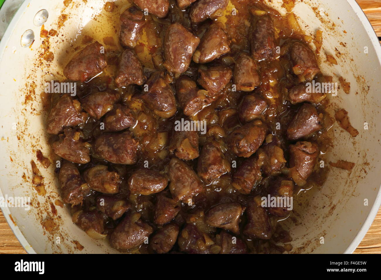 Frying Chicken Hearts Stock Photo Alamy