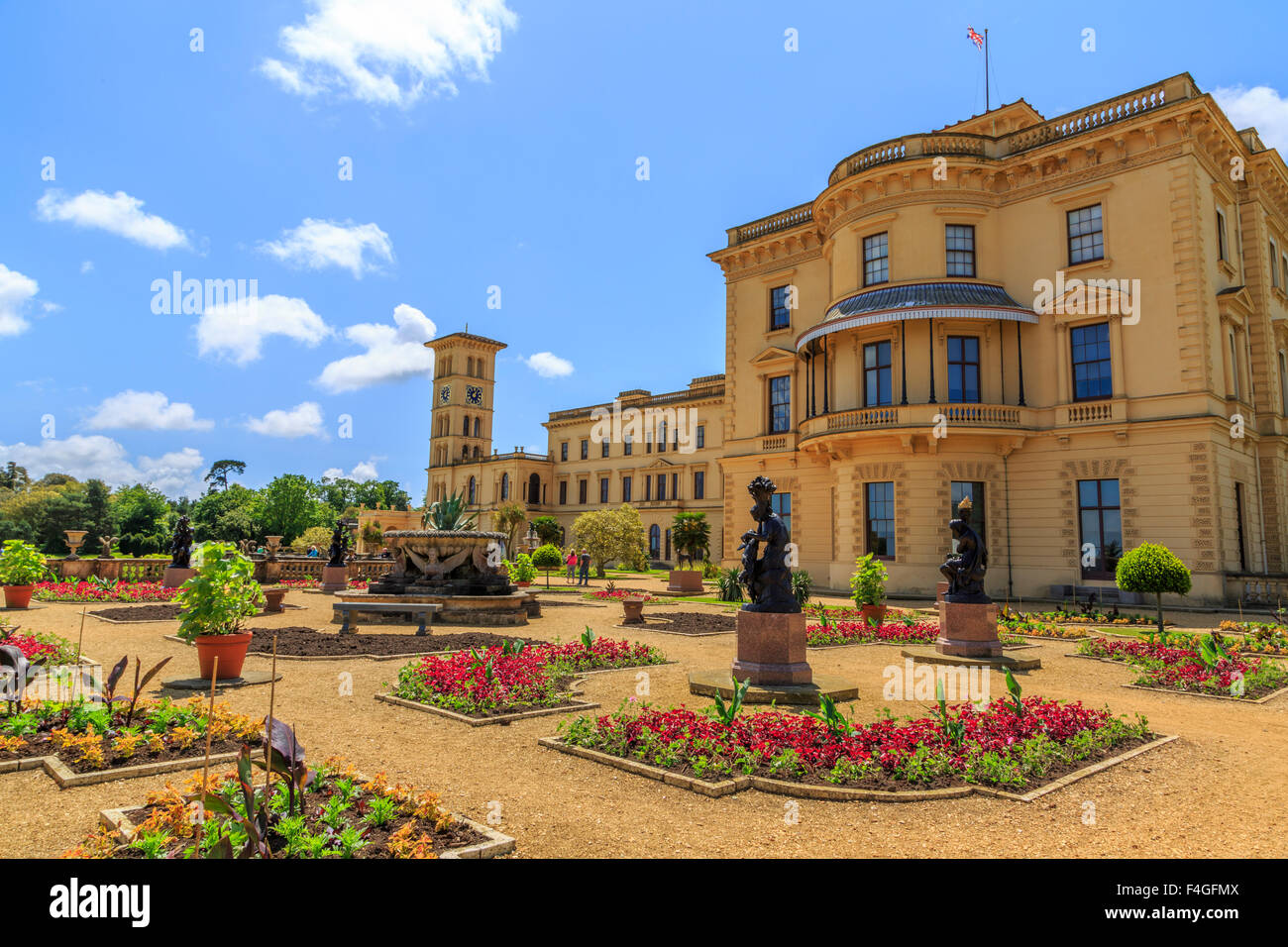 The garden and North facade of Osborne House, the summer house of Queen