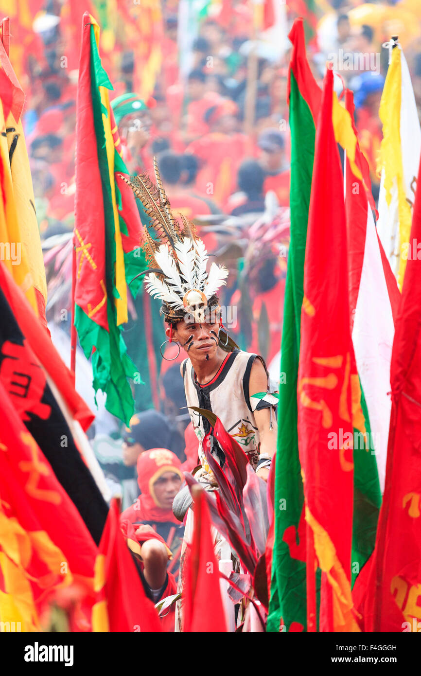 West Kalimantan, Indonesia-February 24, 2013 : The shaman or tatung of Singkawang. Stock Photo