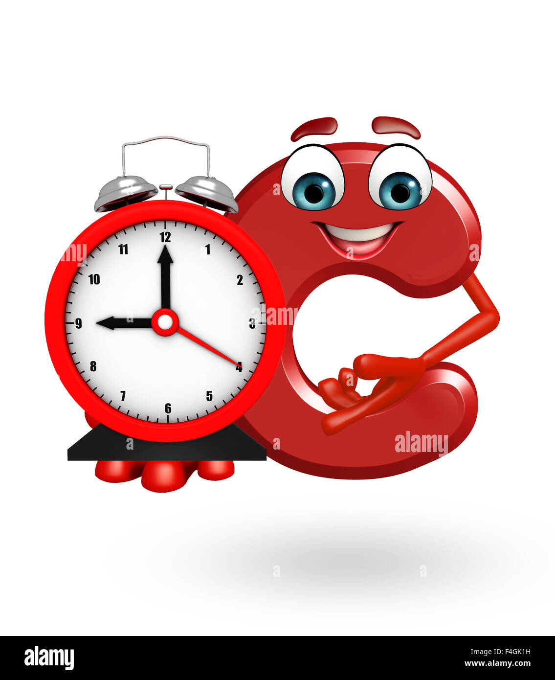 3d rendered illustration of alphabet C Cartoon Character with clock ...