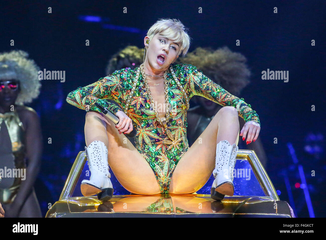 Miley Cyrus Performs Live in Concert as part of her 2014  Bangerz World Tour Stock Photo