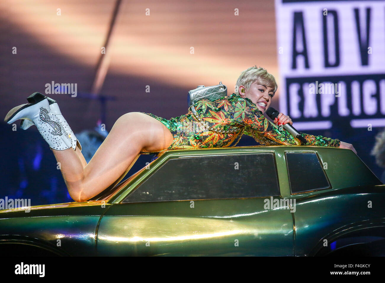 Miley Cyrus Performs Live in Concert as part of her2014  Bangerz World Tour Stock Photo