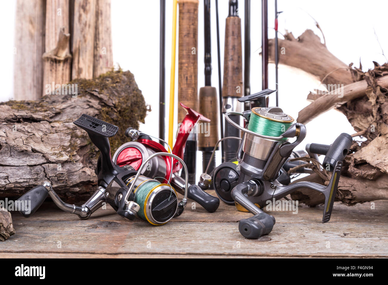 Wooden fishing reels hi-res stock photography and images - Alamy