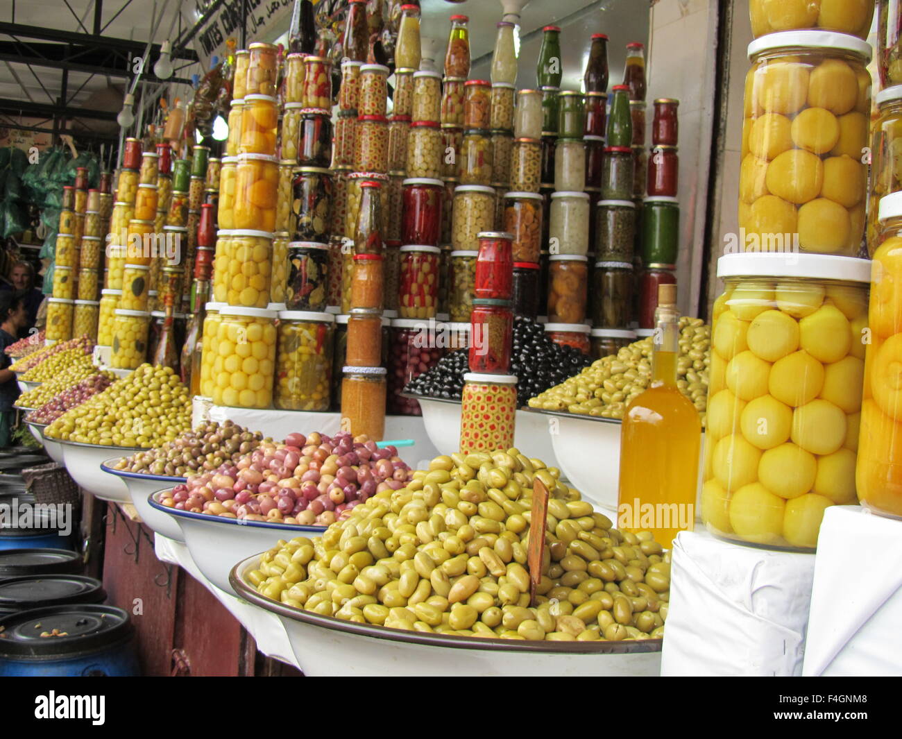 olives in market in Marrakech, Morocco Stock Photo