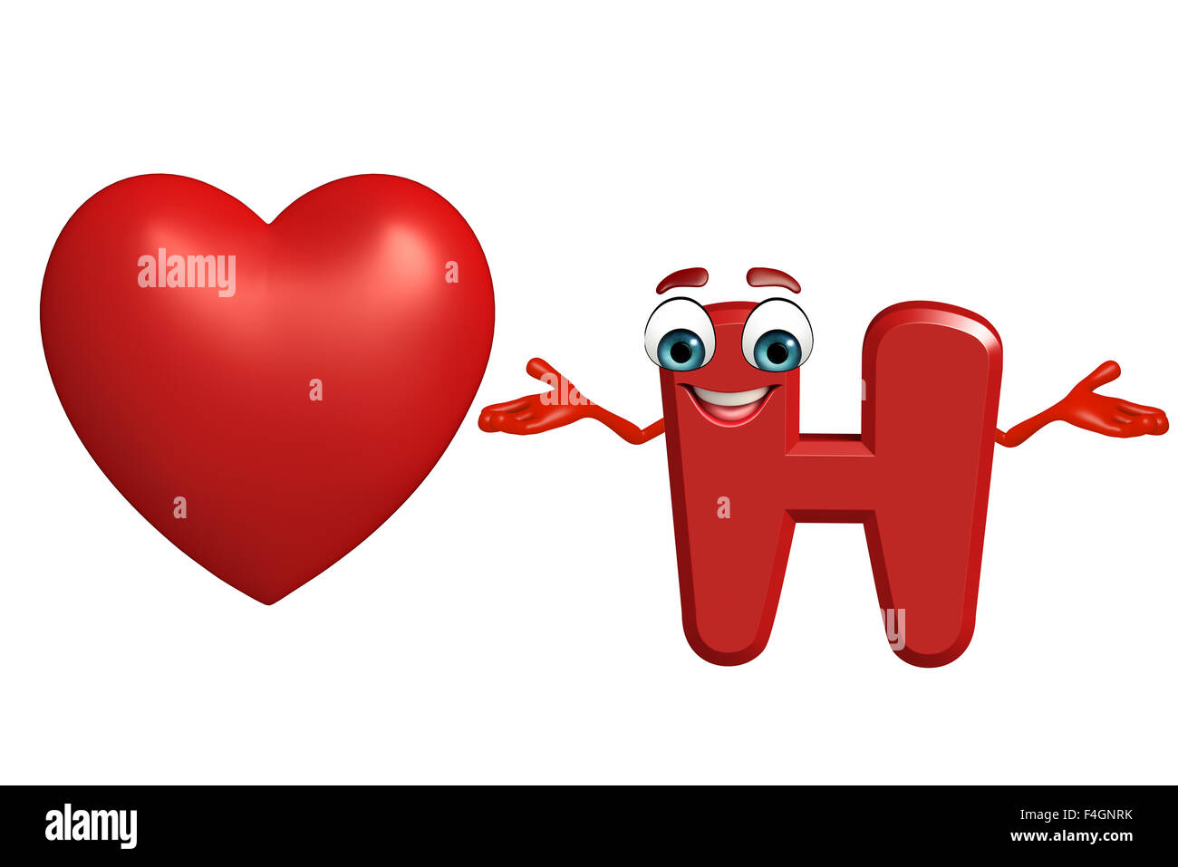 3d Rendered Illustration Of Alphabet H Cartoon Character With Heart Shape Stock Photo Alamy