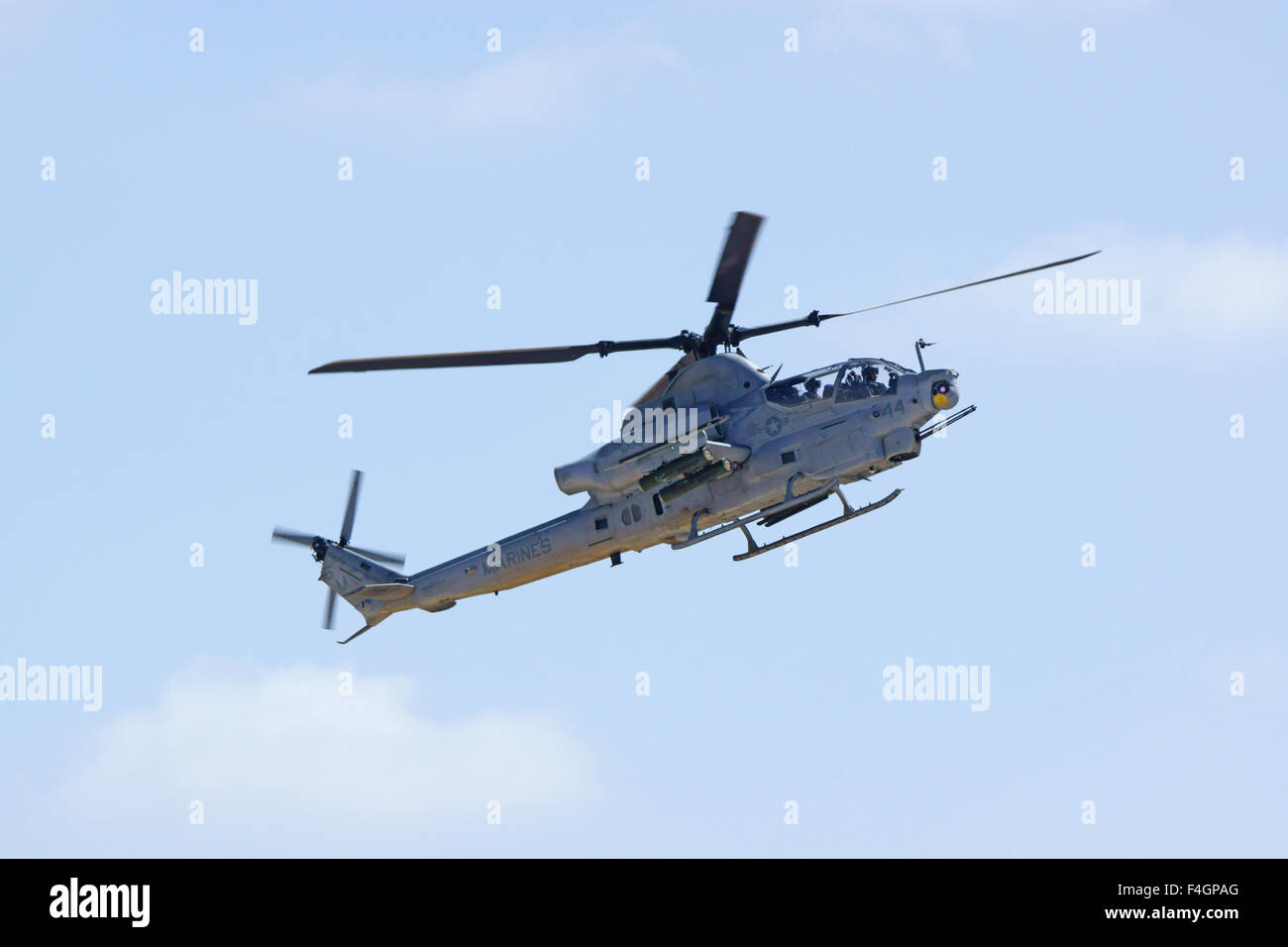 Helicopter AH-1 Super Cobra flying at the 2015 Miramar Air Show in San Diego, California Stock Photo