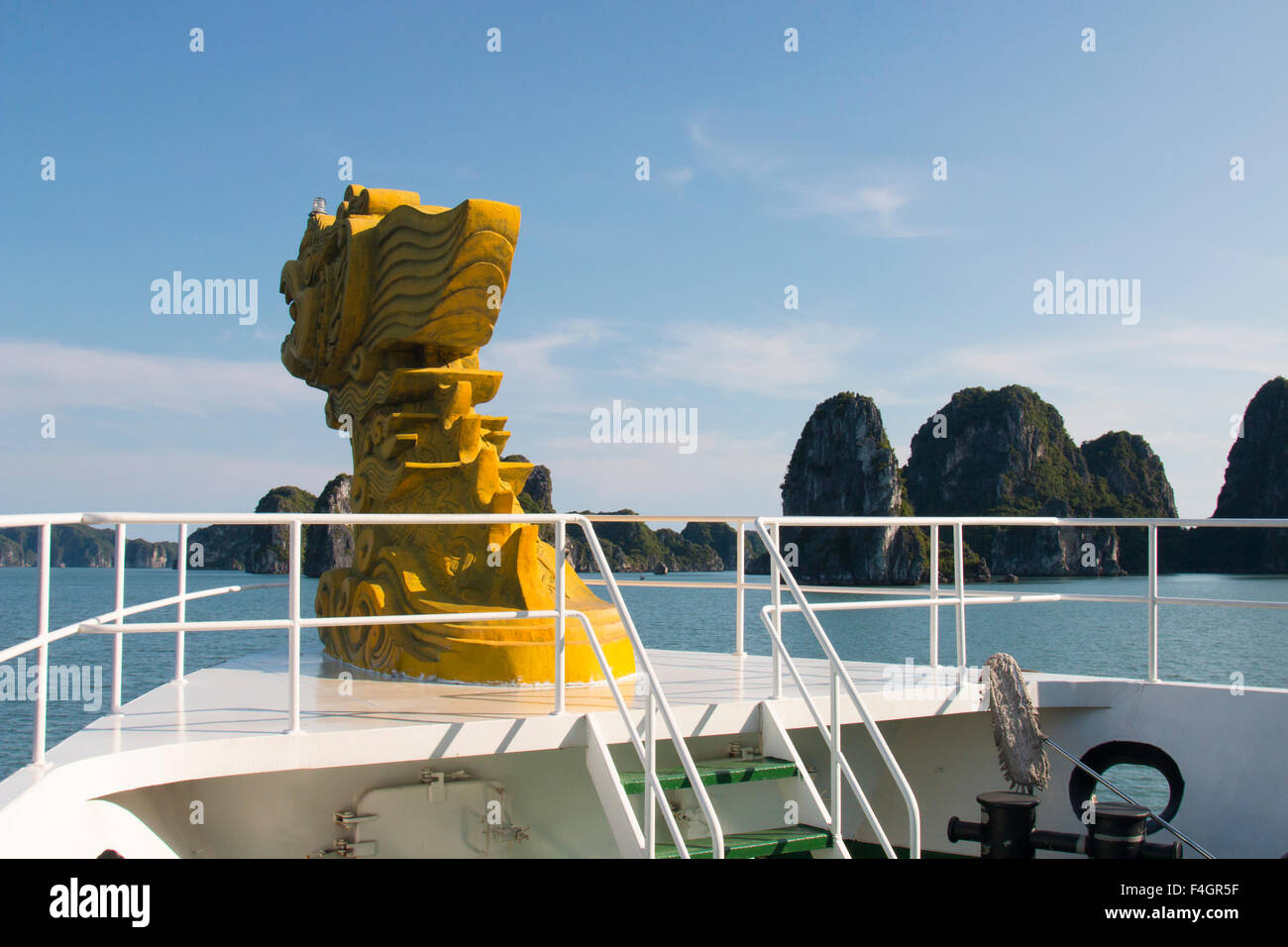 Indochina junk Dragon Legend one cruise ship in Halong Bay Ha Long bay, world heritage area,Vietnam,Asia Stock Photo