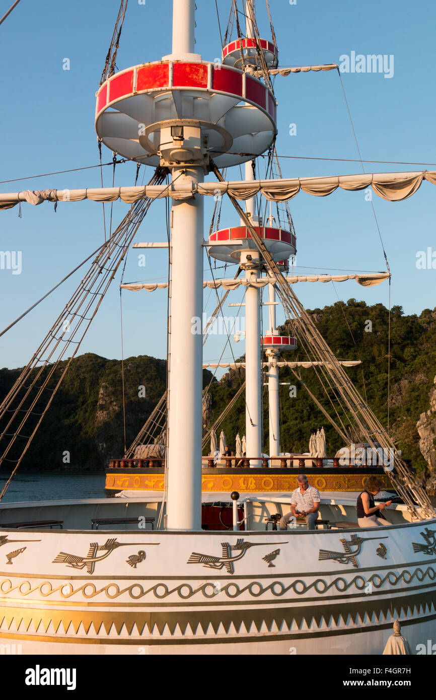 Indochina junk Dragon Legend one cruise ship in Halong Bay Ha Long bay
