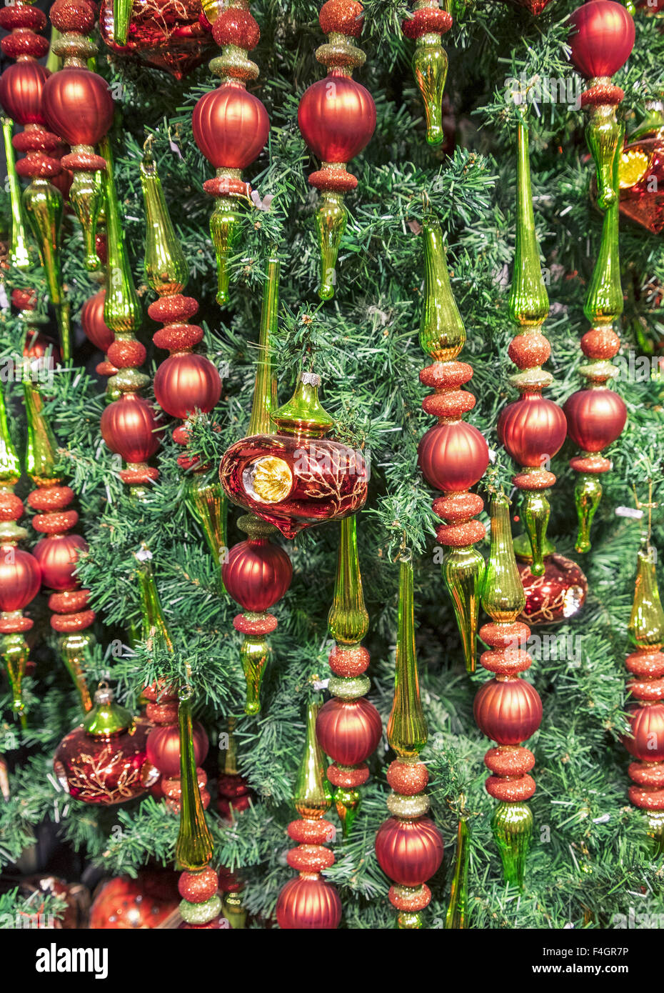 Ornaments on a christmas tree close-up Stock Photo - Alamy