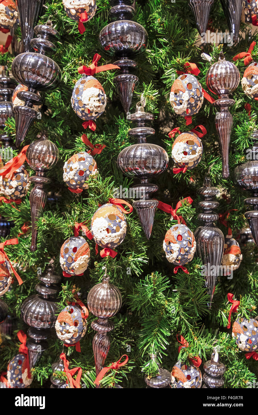 Ornaments on a christmas tree close-up Stock Photo - Alamy