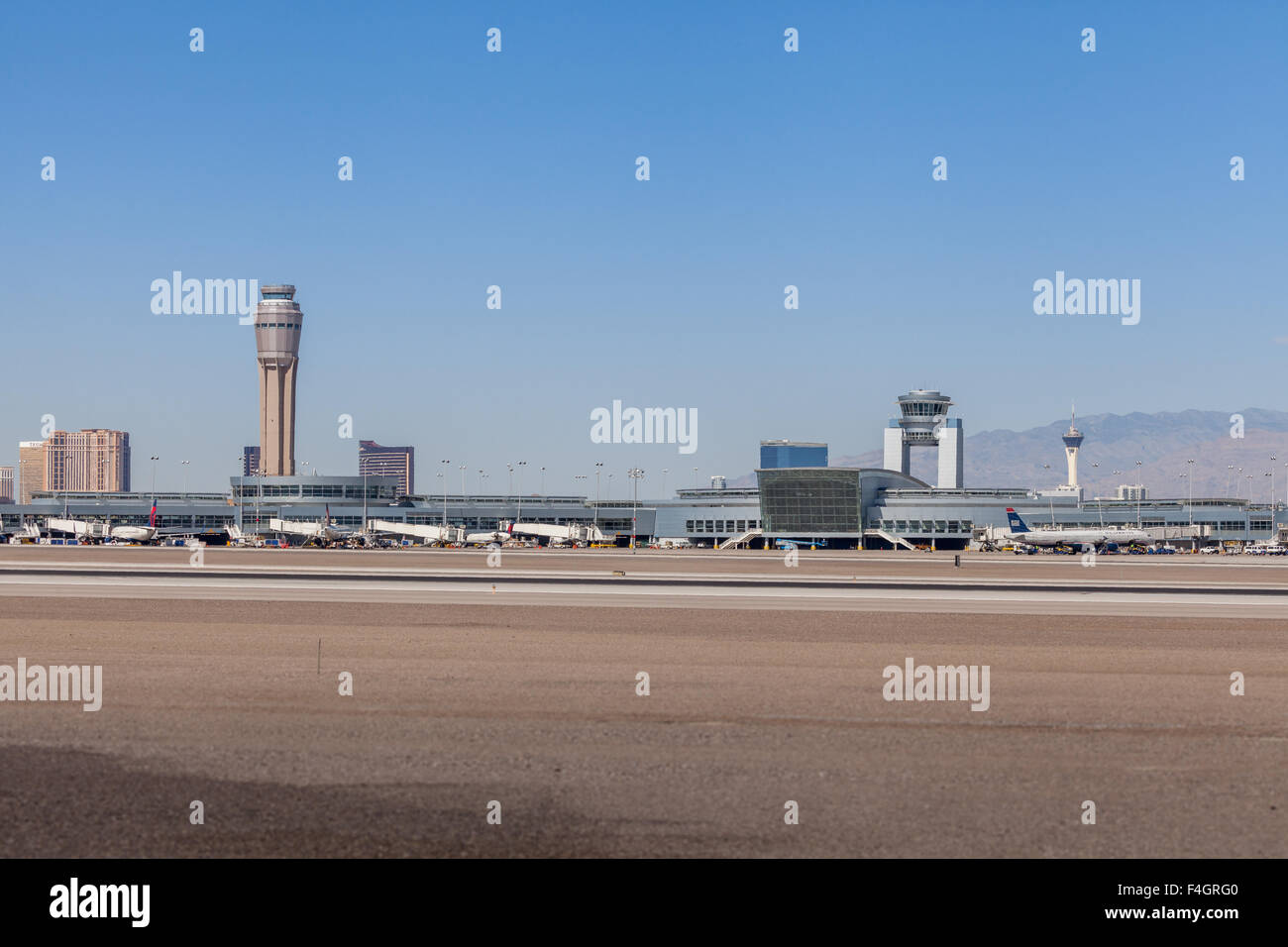 Las Vegas McCarran Airport, D gates showing new control tower Stock
