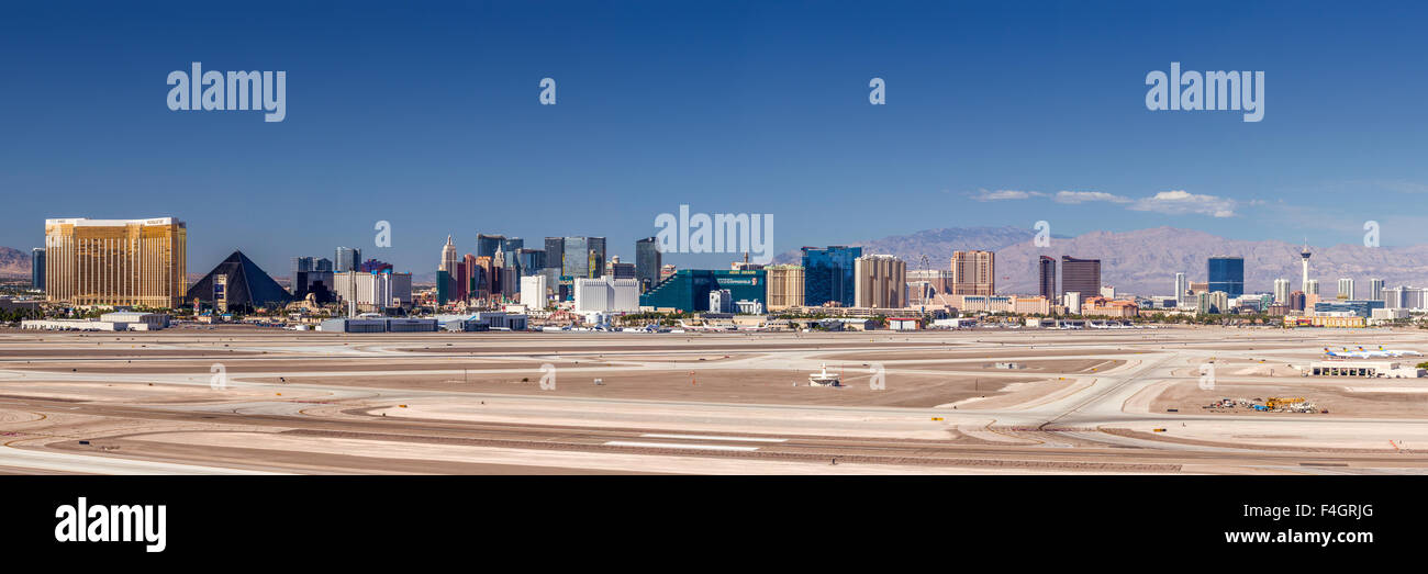 Panoramic view of the Las Vegas Strip from an elevated view point Stock Photo