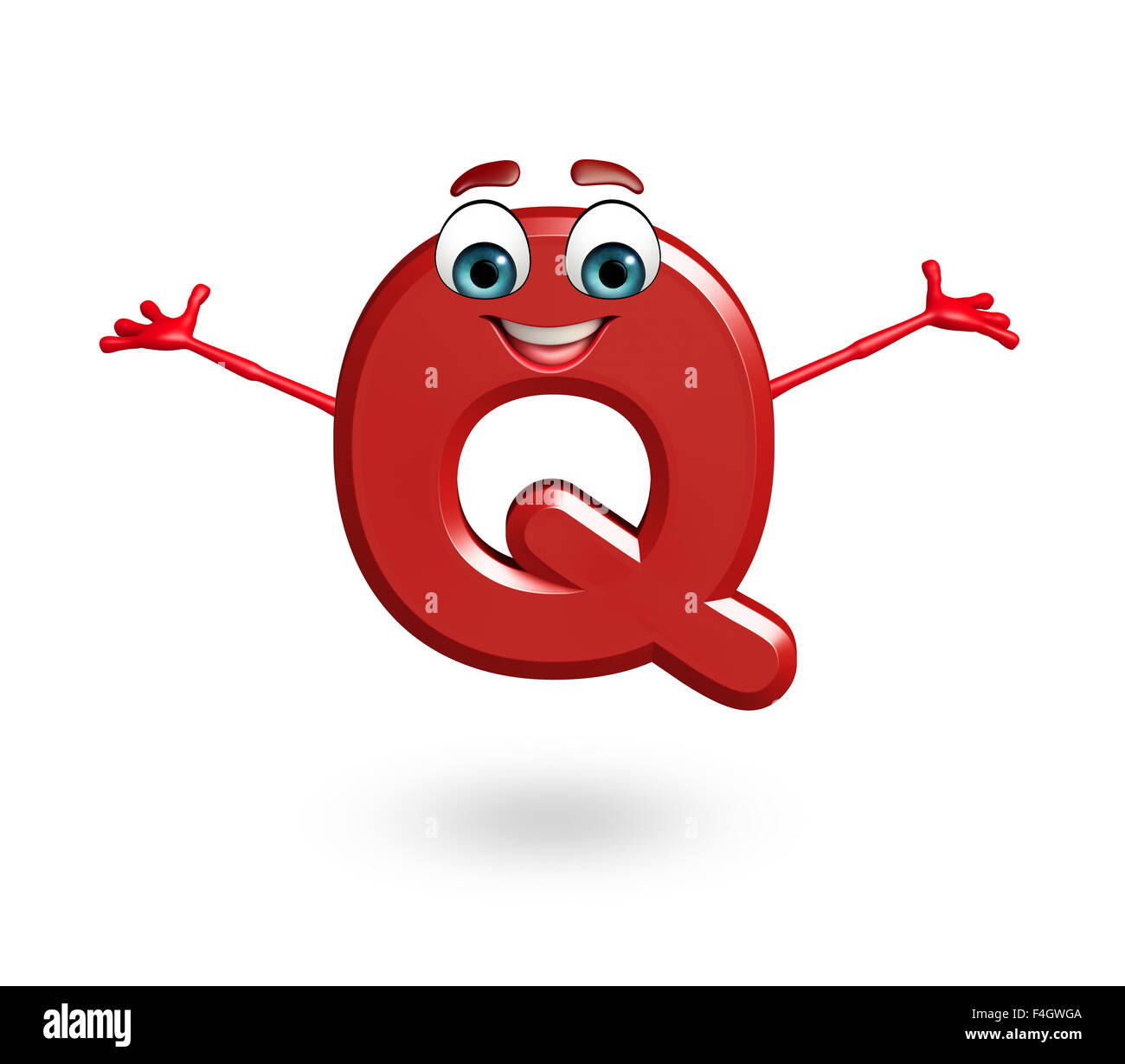 3d rendered illustration of alphabet Q Cartoon Character Stock Photo