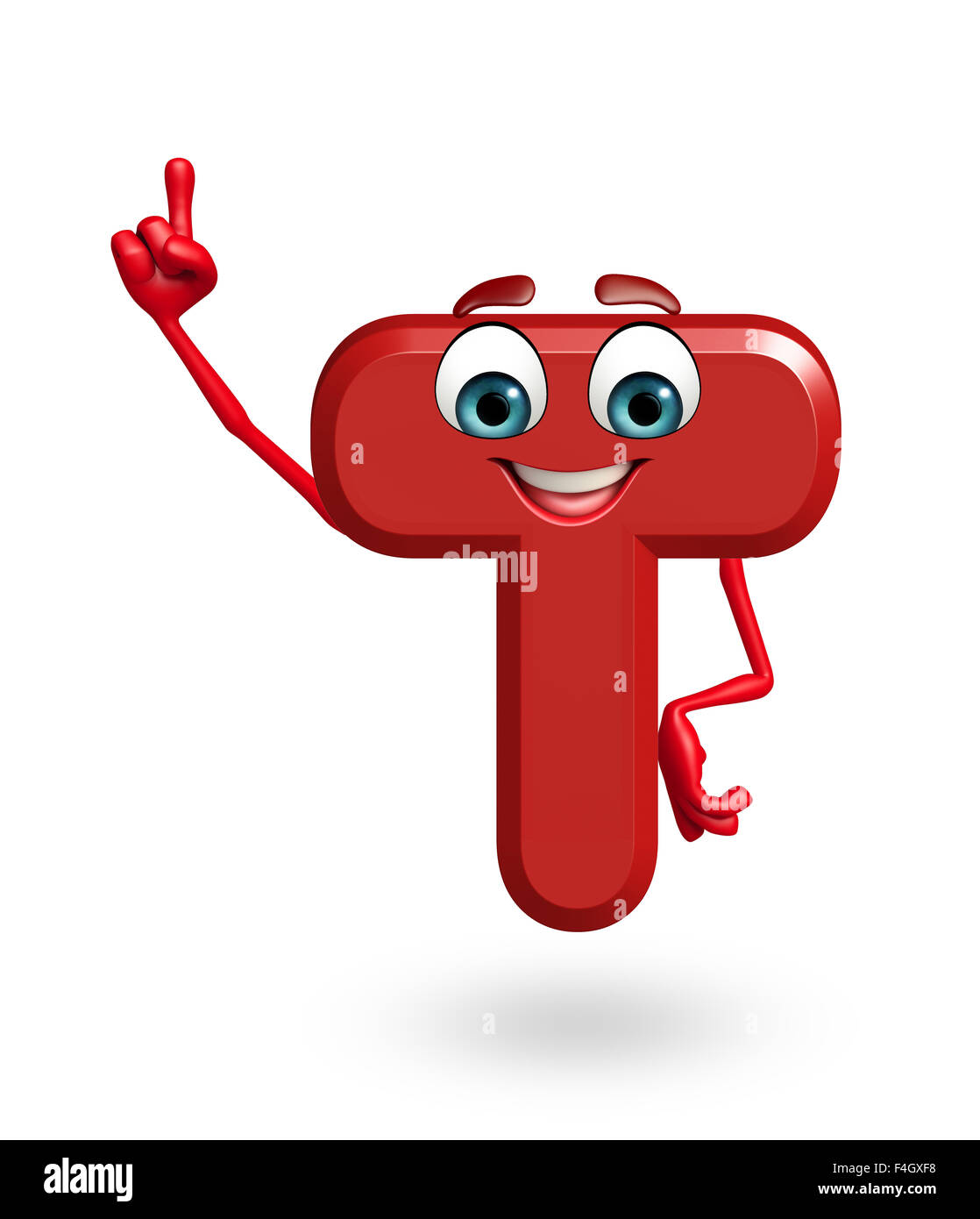 3d rendered illustration of alphabet T Cartoon Character Stock Photo
