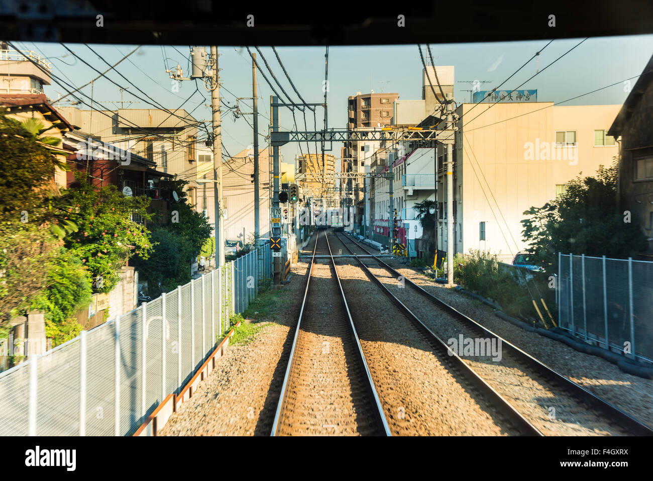 Train Driver's view, Keikyū Airport Line near Anamori Inari station,Ota