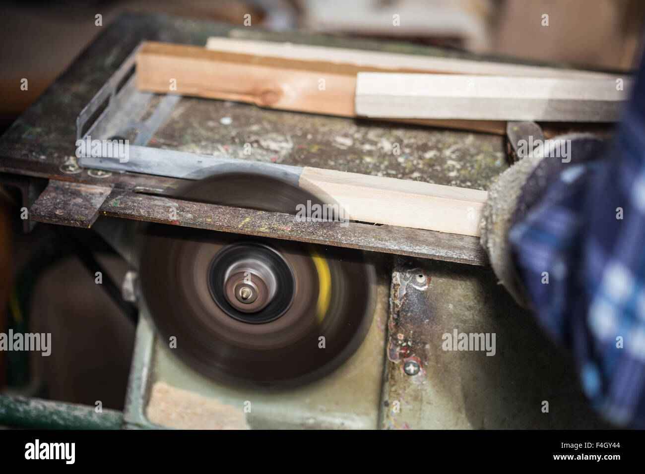Old carpenter working with wood Stock Photo - Alamy