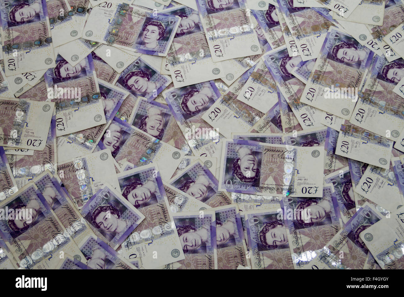 twenty pound notes sterling Stock Photo