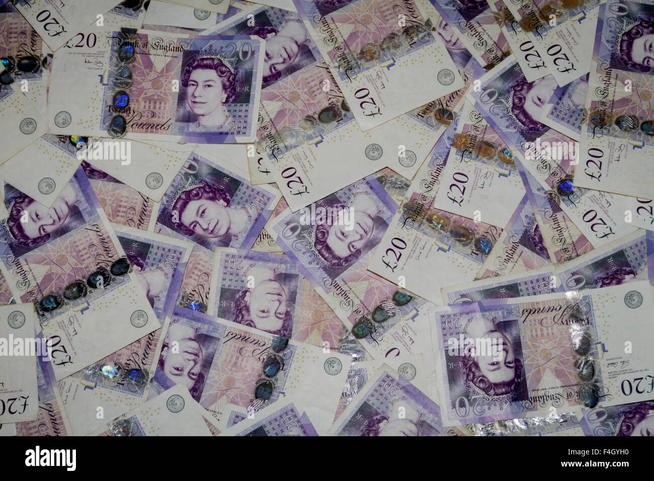 twenty pound notes sterling Stock Photo